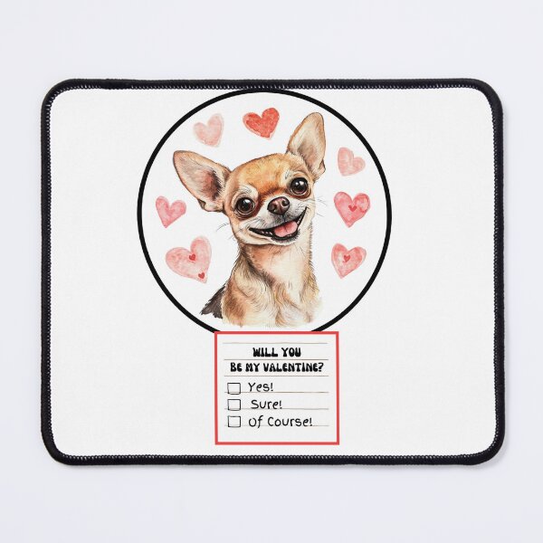 Item preview, Adorable Watercolor Chihuahua with  Circle and Hearts – Valentine’s Day Question designed and sold by M1234s.