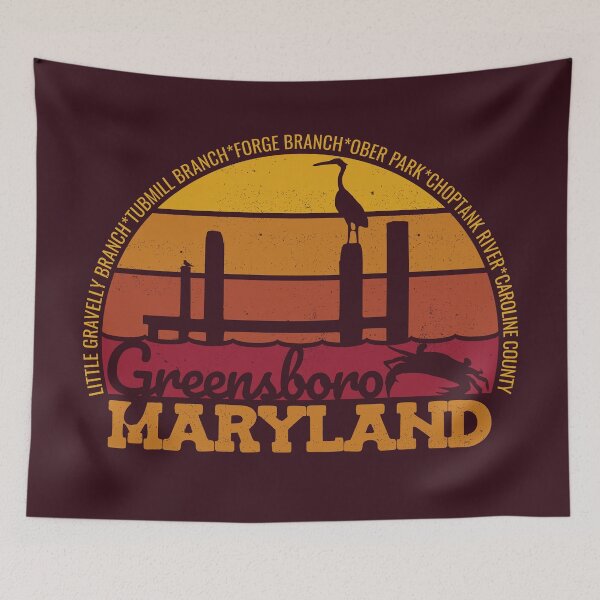 Item preview, Greensboro Maryland Sunset Retro Local Pride Logo designed and sold by CRHPOD20.