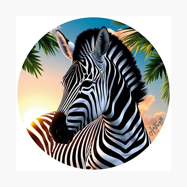 Item preview, "Golden Gaze: The Majestic Zebra at Sunrise" designed and sold by Artevo71.