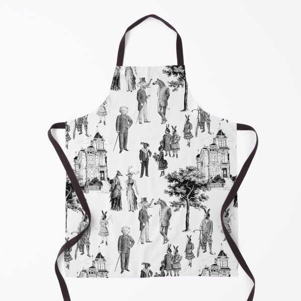Item preview, antique victorian animals toile anthropomorphic black white designed and sold by Gossip Rag.