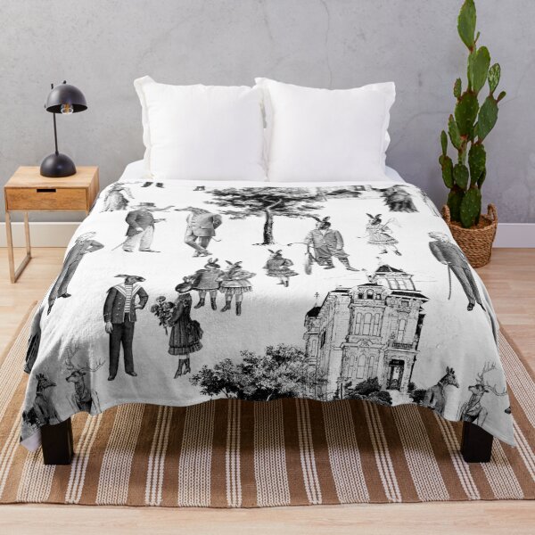 Item preview, antique victorian animals toile anthropomorphic black white designed and sold by Gossip Rag.