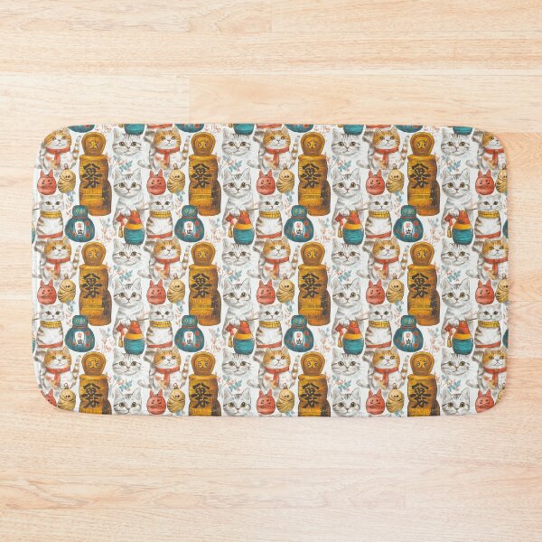 Item preview, Lucky Thai Bobtail Cats & Daruma Dolls Ukiyo-e designed and sold by IssaraStudio.