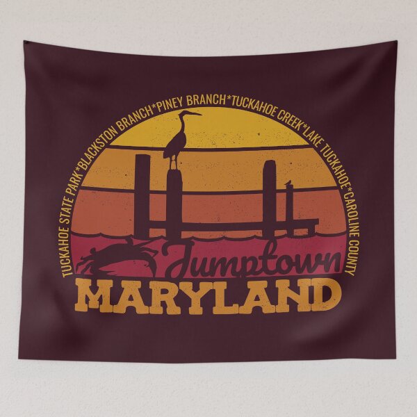 Item preview, Logotipo retro del orgullo local de Jumptown, Maryland, al atardecer designed and sold by CRHPOD20.