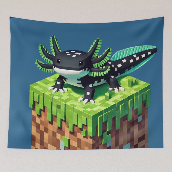 Item preview, Cute Black and Green Axolotl on Block designed and sold by LyssasMindArt.