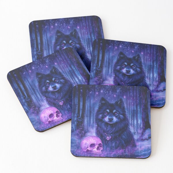 Item preview, Finnish Lapphund And Pink Skull Painting designed and sold by Nocturne  Paws.
