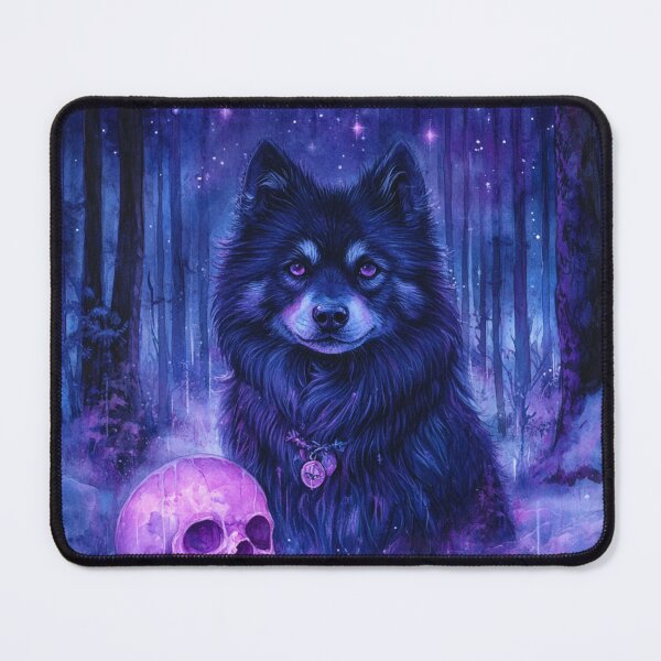 Item preview, Finnish Lapphund And Pink Skull Painting designed and sold by Nocturne Paws.