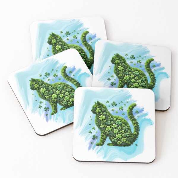 Item preview, St Patrick Green Shamrocks Cat designed and sold by Eclectic Monkey.