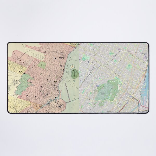 Aperçu de l'œuvre Centre-ville de Montréal : hier et aujourd'hui – Carte côte à côte de 1901 et 2025 Imprimer créée et vendue par SavioKUD.