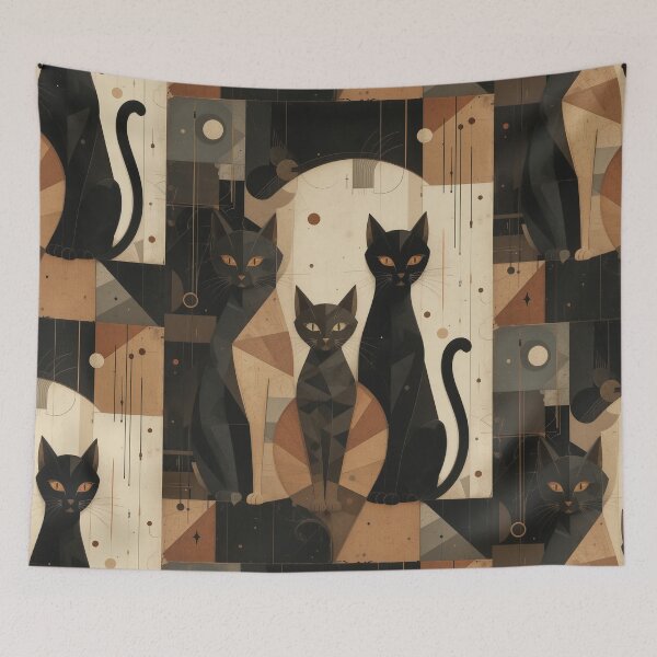 Item preview, Black Cats Vintage Abstract Whimsical Zentangle Art designed and sold by Witty Shirts.