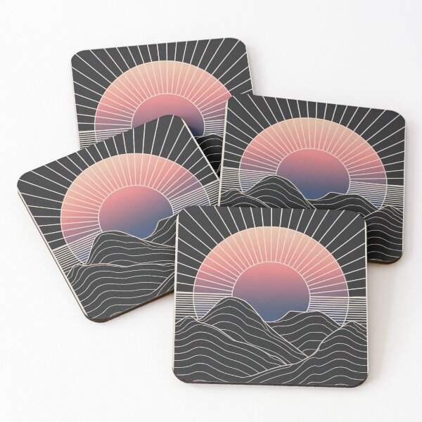 Item preview, Wireframe Cosmic Mountain Sunset Art Modern Abstract Ambience designed and sold by toronjanino.