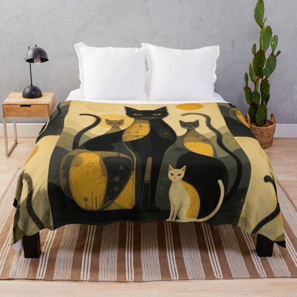 Item preview, Yellow Cats Vintage Abstract Whimsical Zentangle Art designed and sold by Witty Shirts.