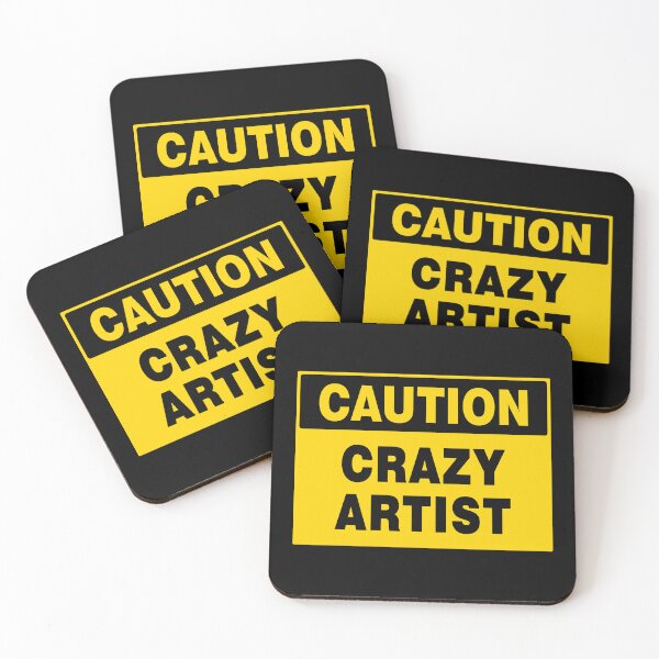 Item preview, Caution Crazy Artist, Caution Sign, Sunburnt Yellow and Black designed and sold by AASparksDesigns.