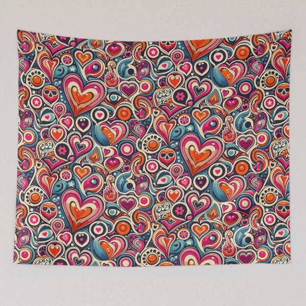 Item preview, Minimalistic abstract vibrant hearts seamless pattern designed and sold by Kalpa.