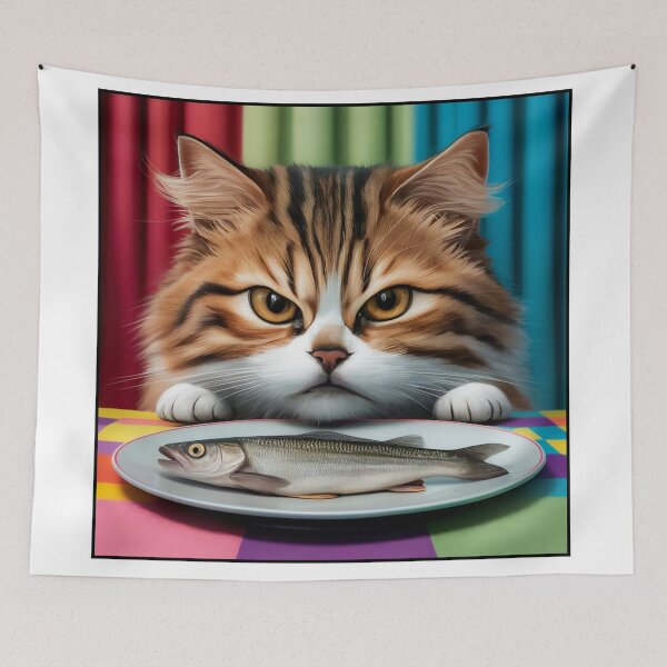 Item preview, Cat with Fish designed and sold by QuanntixArt.