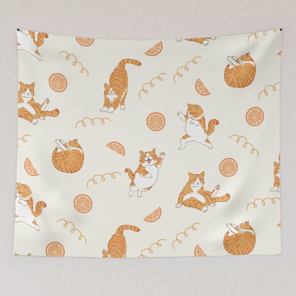 Item preview, Playful Ginger Cats & Oranges – Cute Whimsical Pattern designed and sold by shopfindingbeni.