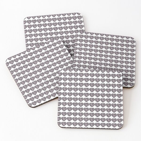 Item preview, Regular Grid Small Pink Cow Patches on Black Cowhide | Continues Black Cow Heart designed and sold by PatternPen.