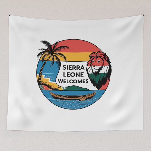Item preview, Sierra Leone Welcomes Flag Map Freetown, Rokel River, designed and sold by AnimalsDH305.