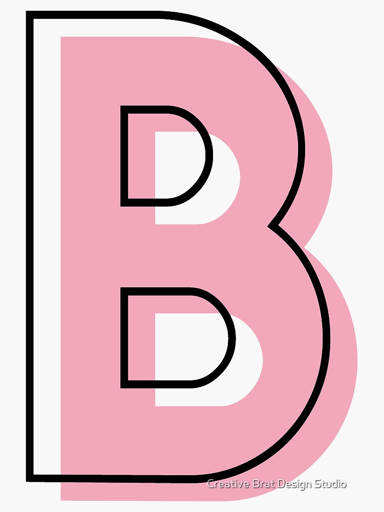 "B Letter Light Pink Modern Art Initial Personalization" Sticker By ...