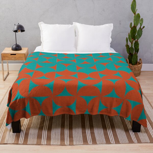 Item preview, Midcentury Modern Retro Geometric Patterns VVII in Retro Royal Brown and Pewter Blue designed and sold by nineFlorals.