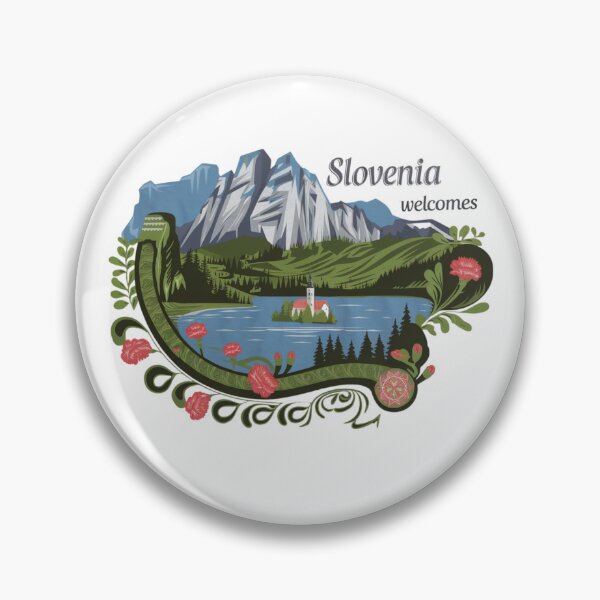 Item preview, Slovenia Welcomes Flag Map Lake Bled, Postojna Cave designed and sold by AnimalsDH305.