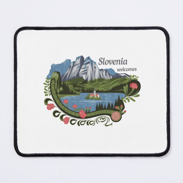 Item preview, Slovenia Welcomes Flag Map Lake Bled, Postojna Cave designed and sold by AnimalsDH305.