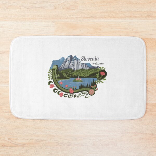 Item preview, Slovenia Welcomes Flag Map Lake Bled, Postojna Cave designed and sold by AnimalsDH305.