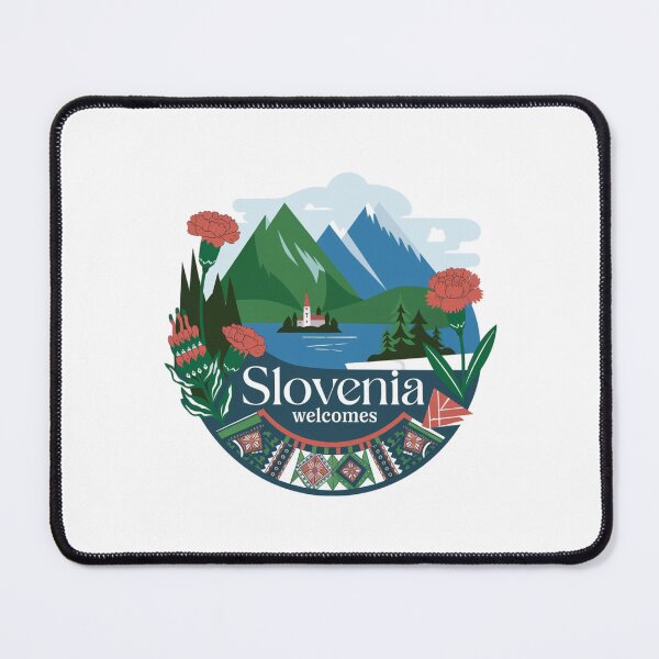 Item preview, Slovenia Welcomes Flag Map Lake Bled, Postojna Cave designed and sold by AnimalsDH305.