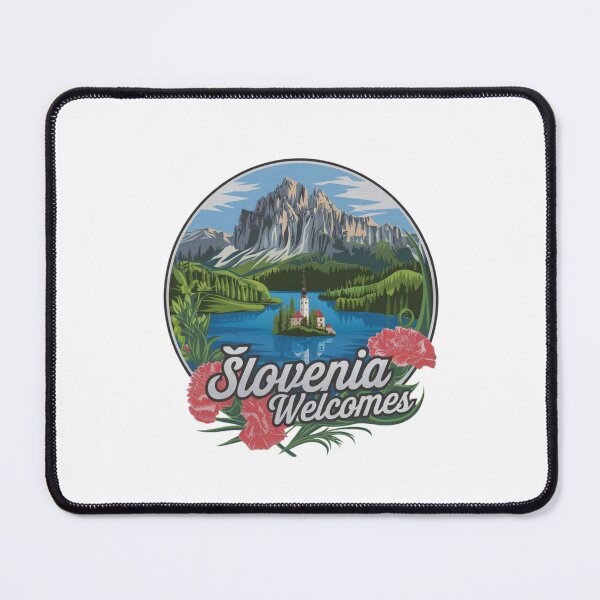 Item preview, Slovenia Welcomes Flag Map Lake Bled, Postojna Cave designed and sold by AnimalsDH305.