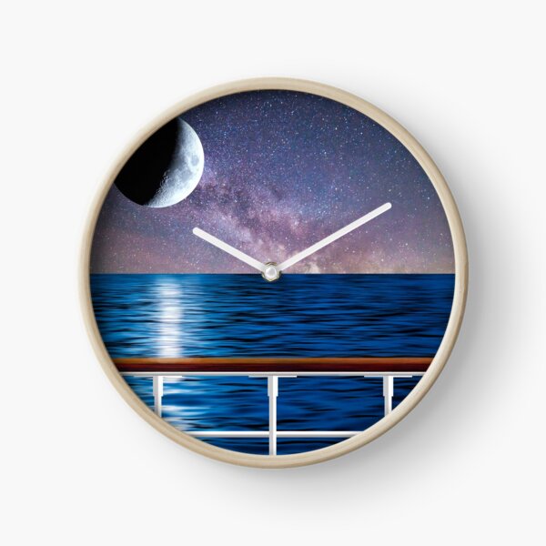 Moon Over The Sea Travelling with Bruce Logo Clock