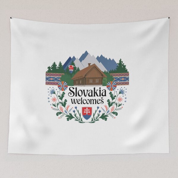 Item preview, Slovakia Welcomes Flag Map Tatra Mountains, Spiš designed and sold by AnimalsDH305.