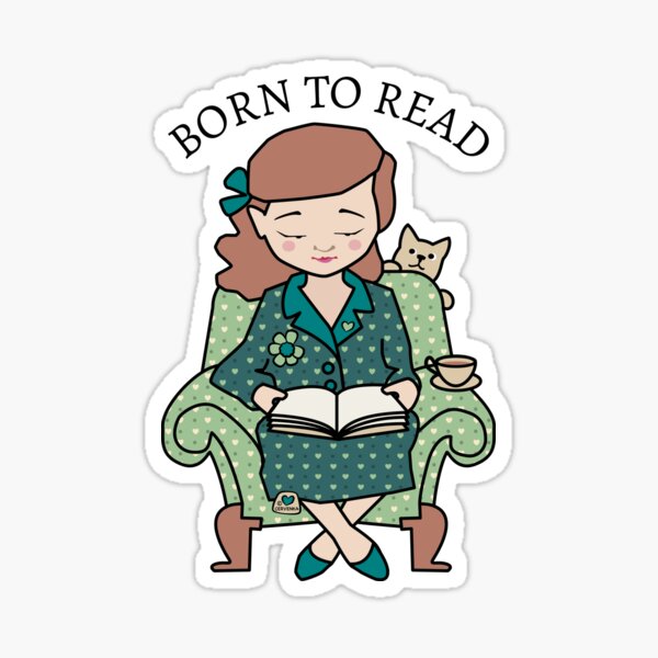 Born to Read Woman Reading in Chair Sticker