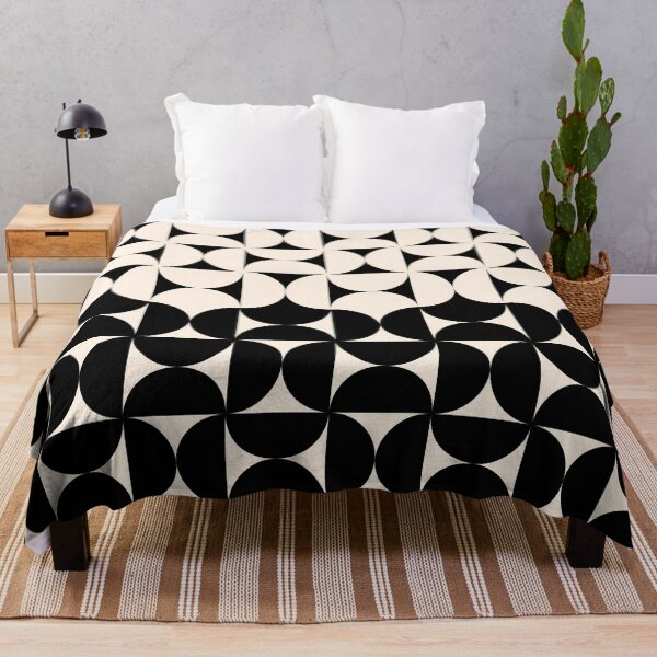 Item preview, Midcentury Modern Retro Geometric Patterns VII in Black Cream Almond designed and sold by nineFlorals.