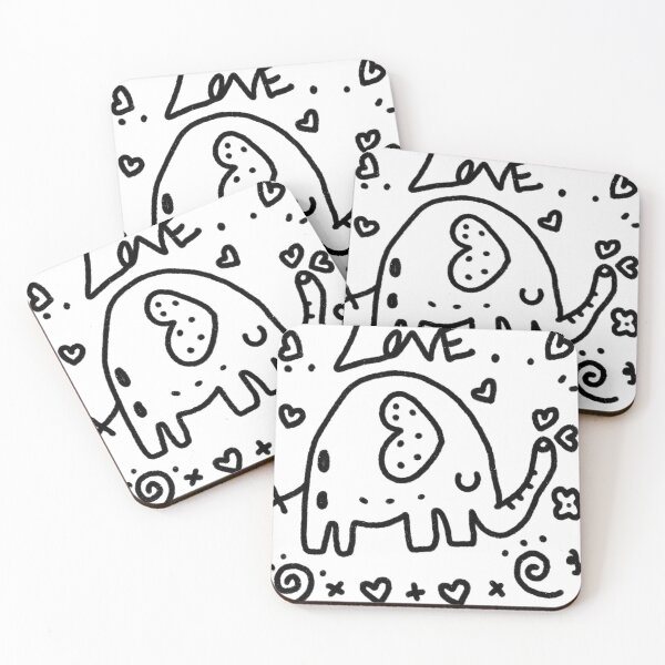 Item preview, seamless pattern with cartoon elephant hearts Valentine’s Day Line Art Images designed and sold by Oeenlacha.