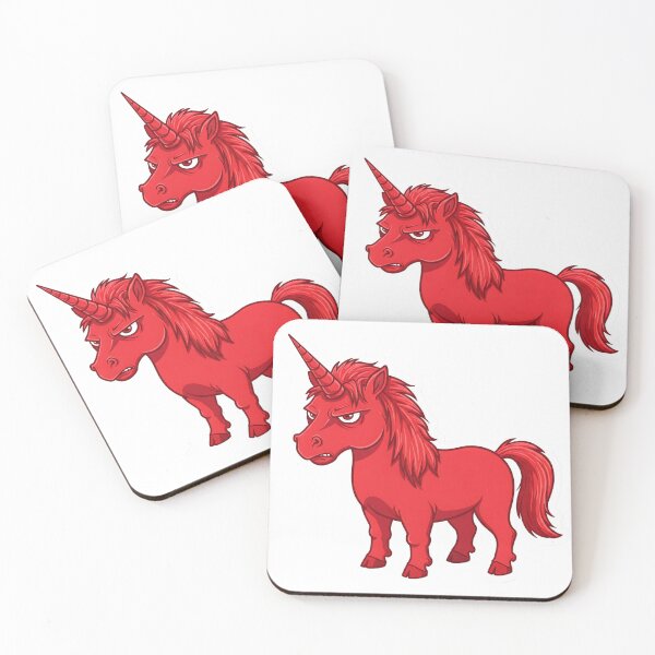 Item preview, red angry unicorn  designed and sold by ThirtyNumber.