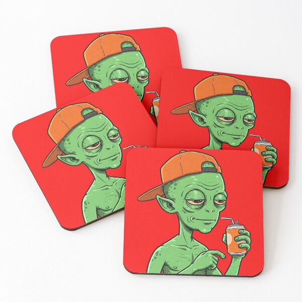 Item preview, Chill nonchalant alien drinking soda designed and sold by Rajuno.