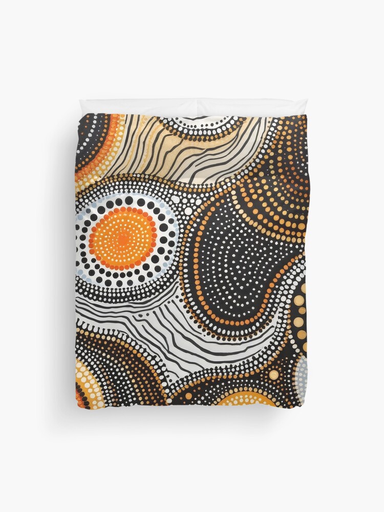 Thumbnail 1 of 2, Duvet Cover, Aboriginal Australian art. Indigenous dot painting. Australia. Noongar. Abstract pattern. designed and sold by drigli.
