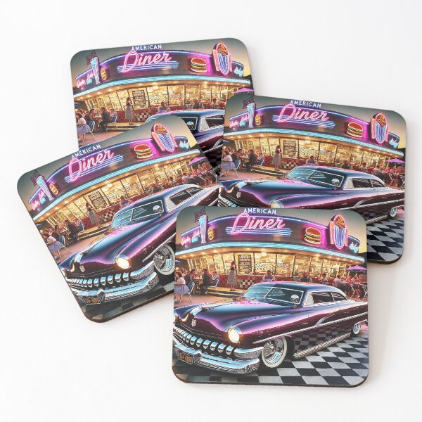 Item preview, "Neon Nights: Classic Cars and 1950s Diner Vibes" designed and sold by philpace.