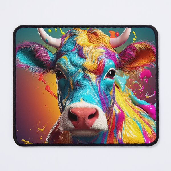 Item preview, art portrait of a cow vibrant colours designed and sold by alan tunnicliffe.