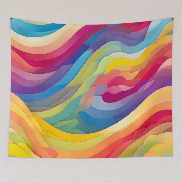 Item preview, Rainbow Waves, Vibrant Colorful Harmony, Spectrum in Motion, Dreamy and Luminous Layers, Chromatic Swirls Poster designed and sold by Kintsugi99.