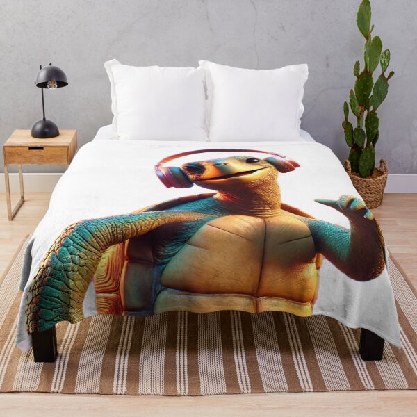 Aperçu de l'œuvre Tortue dansante avec un casque créée et vendue par MyArtworkStudio.