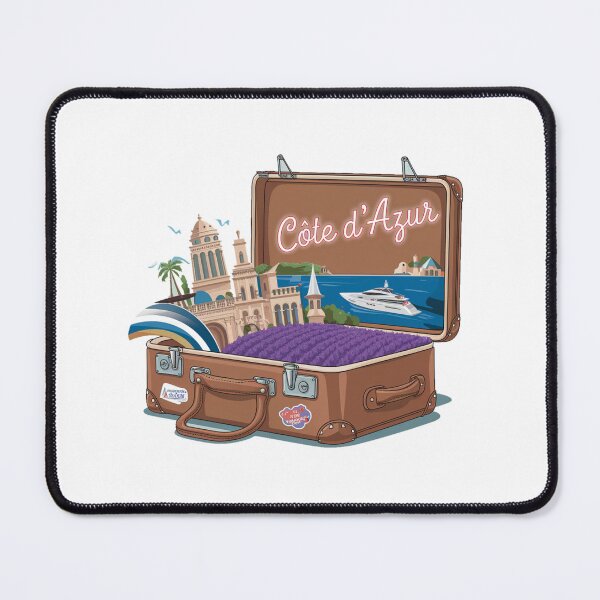 Item preview, France Europe Cote d Azur -"French Riveira Adventure Suitcase – Retro Cartoon Travel Art" designed and sold by stickercuffs.