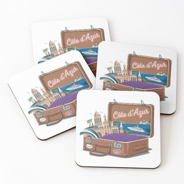 Item preview, France Europe Cote d Azur -"French Riveira Adventure Suitcase – Retro Cartoon Travel Art" designed and sold by stickercuffs.