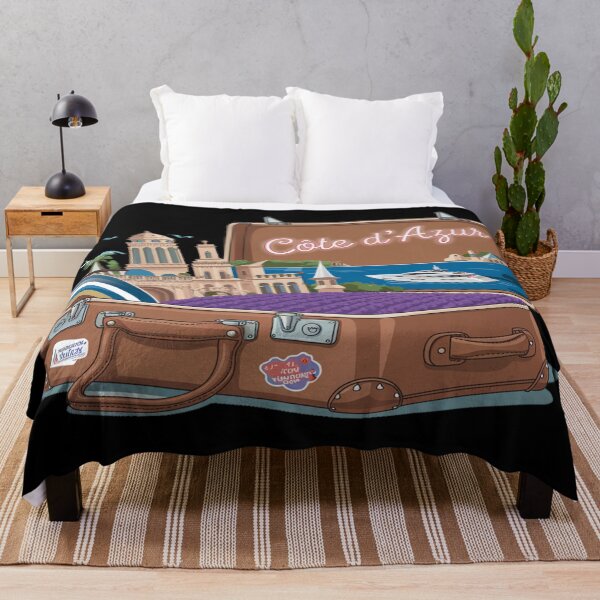 Item preview, France Europe Cote d Azur -"French Riveira Adventure Suitcase – Retro Cartoon Travel Art" designed and sold by stickercuffs.