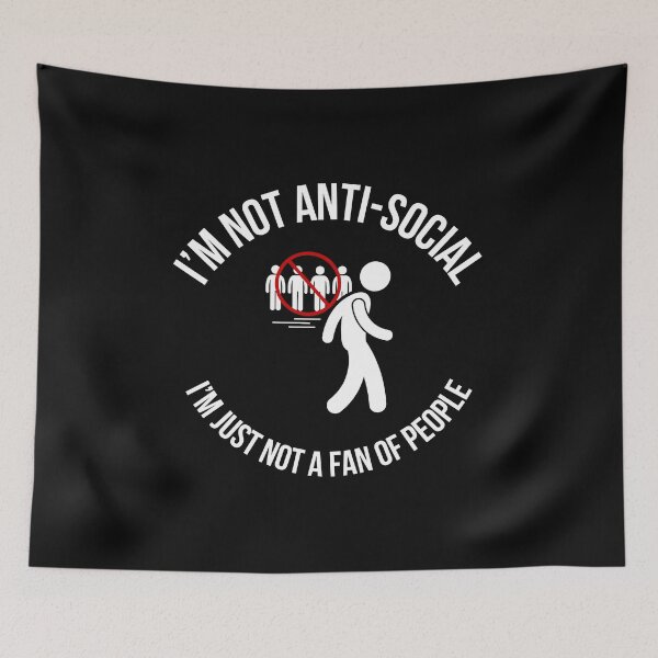 Item preview, Not Anti-Social Stick Figure Design | Funny Introvert Quote (White Text) designed and sold by HAHA Tees & Things.
