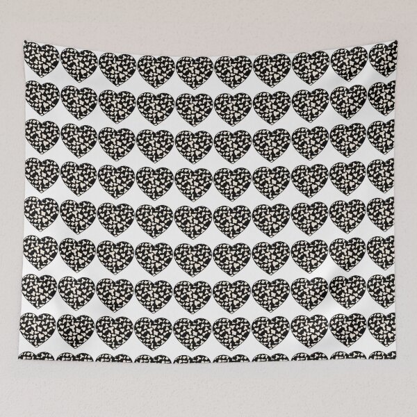 Item preview, Regular Grid Small Cream Cow Patches on Black Cowhide | Continues Black Cow Heart designed and sold by PatternPen.