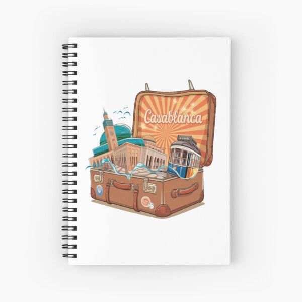 Aperçu de l'œuvre Casablanca Maroc – « Valise d'aventure Casablanca – Art de voyage rétro en dessin animé » créée et vendue par stickercuffs.