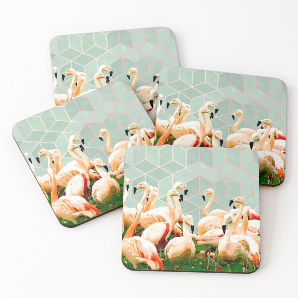 Item preview, Flamingle Abstract Digital, Flamingo Wildlife Painting, Birds Geometric Collage designed and sold by 83oranges.com.