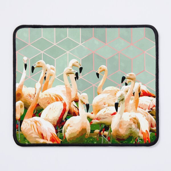 Item preview, Flamingle Abstract Digital, Flamingo Wildlife Painting, Birds Geometric Collage designed and sold by 83oranges.com.