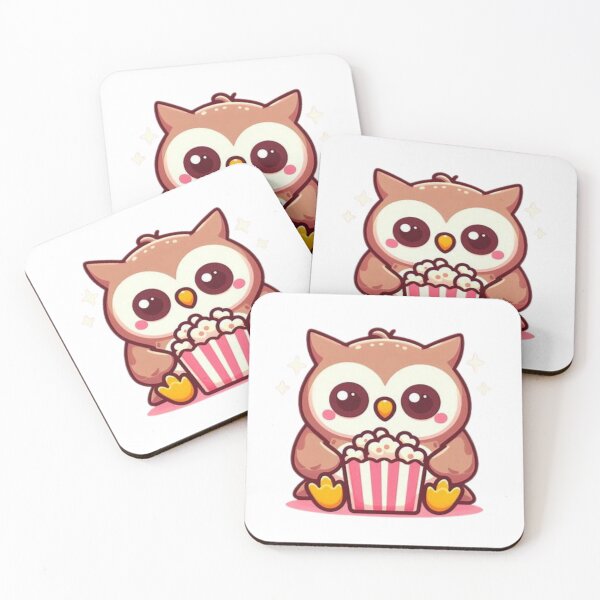 Item preview, owl eating popcorn designed and sold by Eternalski.
