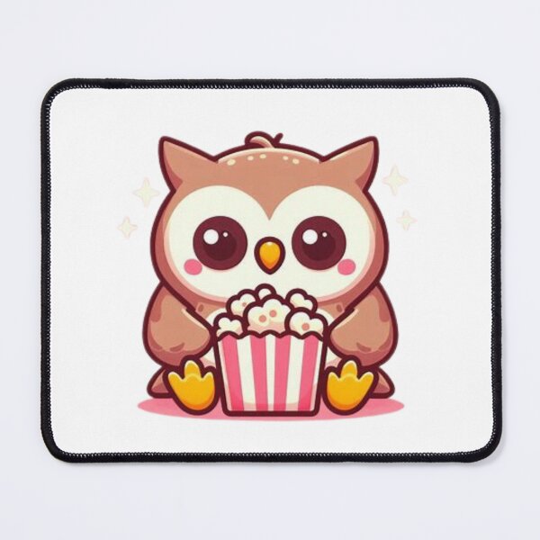 Item preview, owl eating popcorn designed and sold by Eternalski.